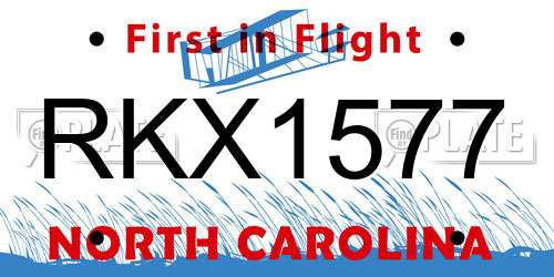 RKX1577 North Carolina License Plate
