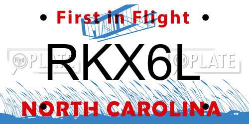 RKX6L North Carolina License Plate