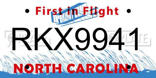 RKX9941 North Carolina License Plate