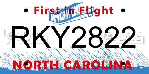RKY2822 North Carolina License Plate