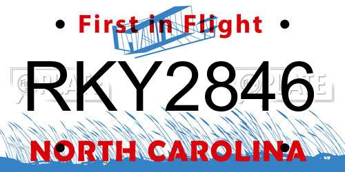 RKY2846 North Carolina License Plate