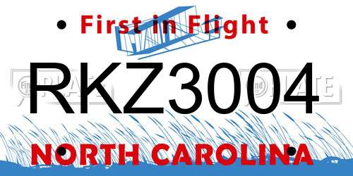 RKZ3004 North Carolina License Plate