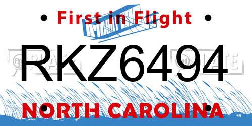 RKZ6494 North Carolina License Plate