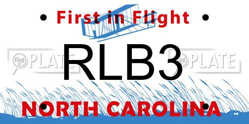 RLB3 North Carolina License Plate