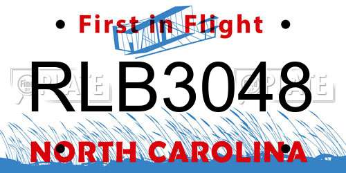 RLB3048 North Carolina License Plate