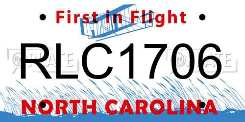RLC1706 North Carolina License Plate
