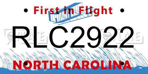 RLC2922 North Carolina License Plate