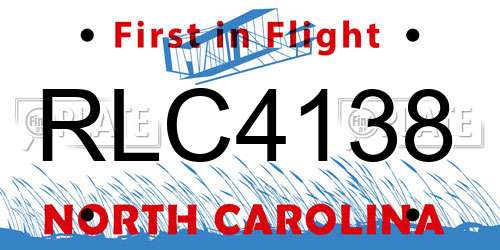 RLC4138 North Carolina License Plate