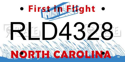 RLD4328 North Carolina License Plate