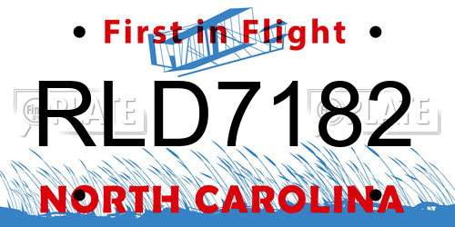 RLD7182 North Carolina License Plate