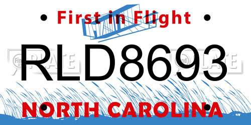 RLD8693 North Carolina License Plate