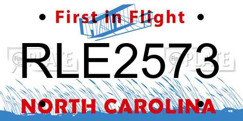 RLE2573 North Carolina License Plate