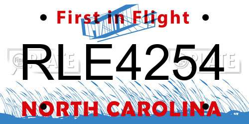 RLE4254 North Carolina License Plate