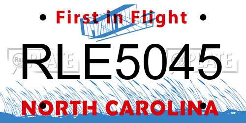 RLE5045 North Carolina License Plate