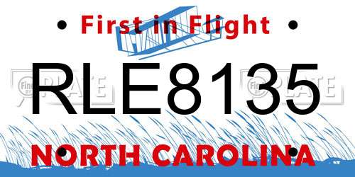 RLE8135 North Carolina License Plate