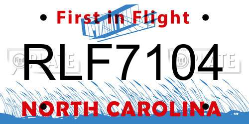 RLF7104 North Carolina License Plate