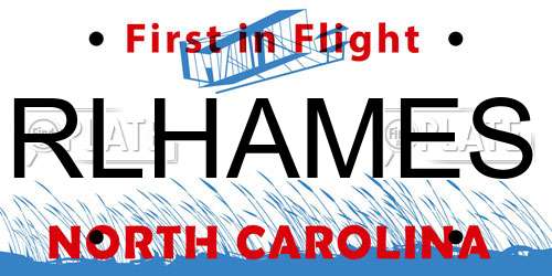RLHAMES North Carolina License Plate