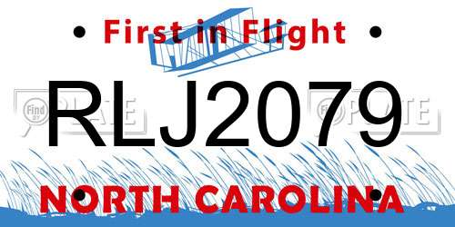 RLJ2079 North Carolina License Plate