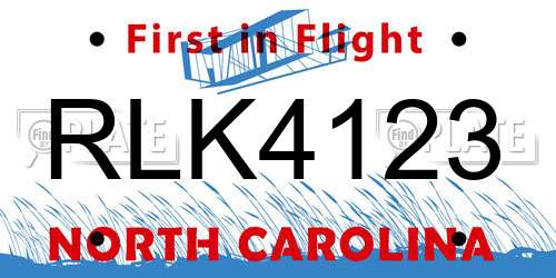 RLK4123 North Carolina License Plate