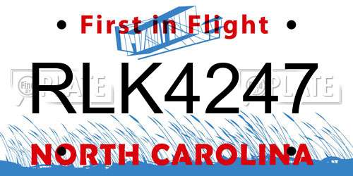 RLK4247 North Carolina License Plate