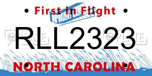 RLL2323 North Carolina License Plate