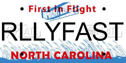 RLLYFAST North Carolina License Plate