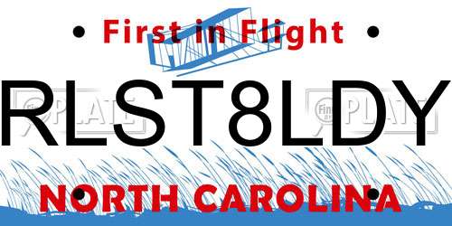 RLST8LDY North Carolina License Plate