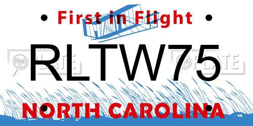 RLTW75 North Carolina License Plate
