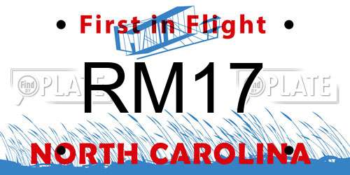 RM17 North Carolina License Plate