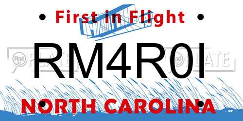 RM4R0I North Carolina License Plate