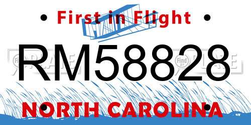 RM58828 North Carolina License Plate