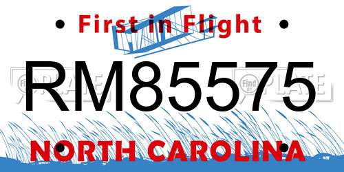 RM85575 North Carolina License Plate