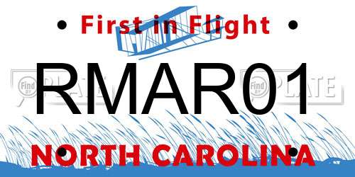 RMAR01 North Carolina License Plate