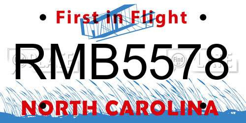 RMB5578 North Carolina License Plate