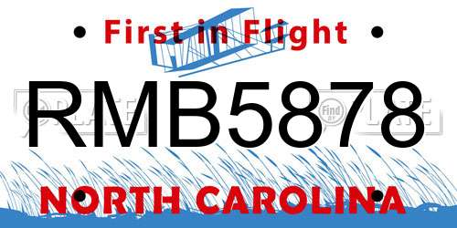 RMB5878 North Carolina License Plate