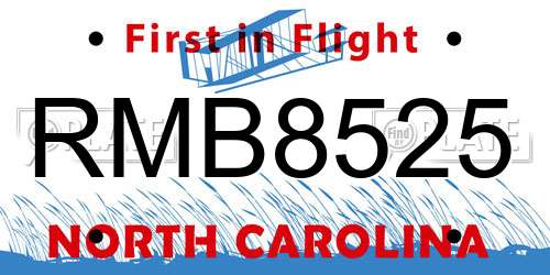 RMB8525 North Carolina License Plate