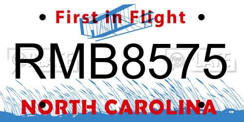 RMB8575 North Carolina License Plate