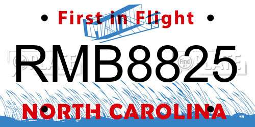 RMB8825 North Carolina License Plate
