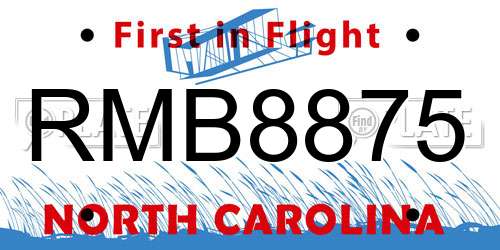 RMB8875 North Carolina License Plate