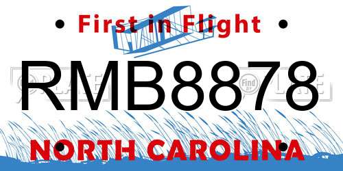 RMB8878 North Carolina License Plate