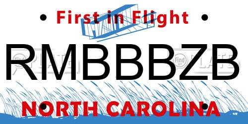 RMBBBZB North Carolina License Plate