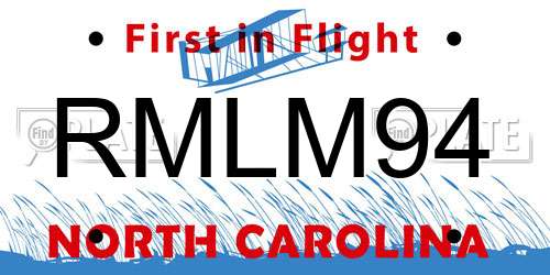 RMLM94 North Carolina License Plate