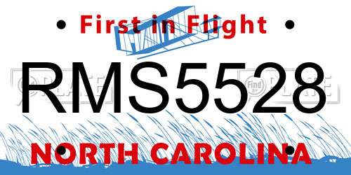 RMS5528 North Carolina License Plate