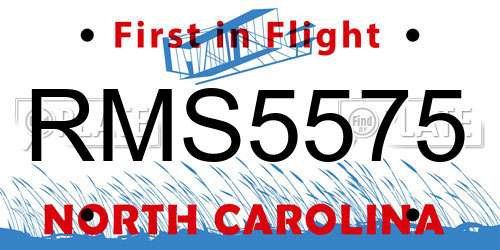 RMS5575 North Carolina License Plate