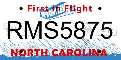 RMS5875 North Carolina License Plate