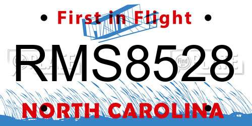RMS8528 North Carolina License Plate