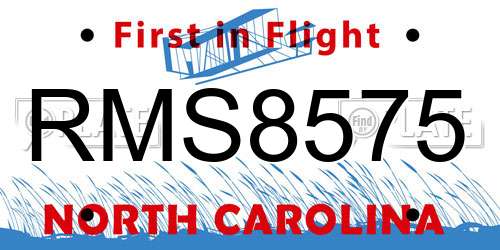RMS8575 North Carolina License Plate