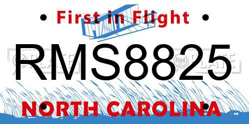 RMS8825 North Carolina License Plate