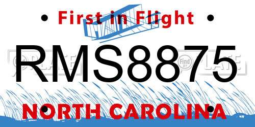 RMS8875 North Carolina License Plate