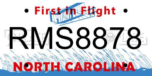 RMS8878 North Carolina License Plate